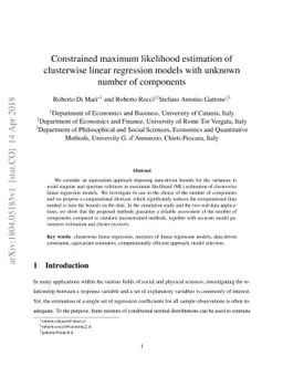 Constrained maximum likelihood estimation of clusterwise linear
  regression models with unknown number of components