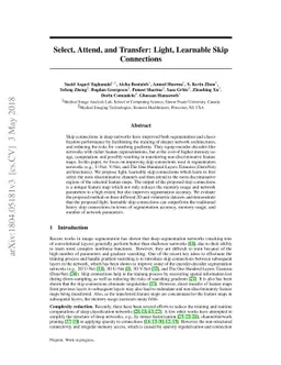 Select, Attend, and Transfer: Light, Learnable Skip Connections