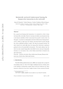 Intrinsically motivated reinforcement learning for human-robot
  interaction in the real-world
