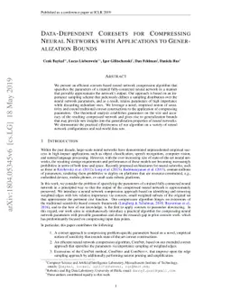 Data-Dependent Coresets for Compressing Neural Networks with
  Applications to Generalization Bounds