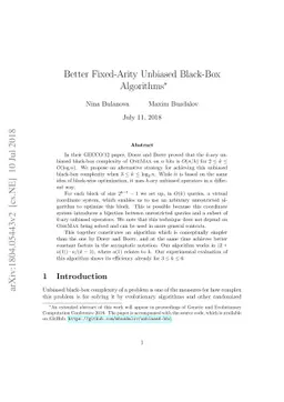 Better Fixed-Arity Unbiased Black-Box Algorithms