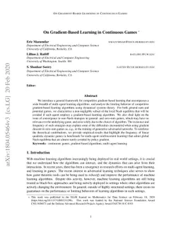 On Gradient-Based Learning in Continuous Games