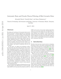 Automatic Rain and Cicada Chorus Filtering of Bird Acoustic Data