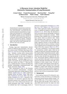 A Discourse-Aware Attention Model for Abstractive Summarization of Long
  Documents