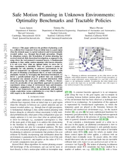 Safe Motion Planning in Unknown Environments: Optimality Benchmarks and
  Tractable Policies