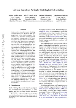 Universal Dependency Parsing for Hindi-English Code-switching