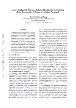 Improving Implicit Discourse Relation Classification by Modeling
  Inter-dependencies of Discourse Units in a Paragraph