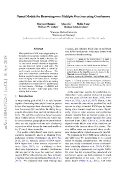 Neural Models for Reasoning over Multiple Mentions using Coreference