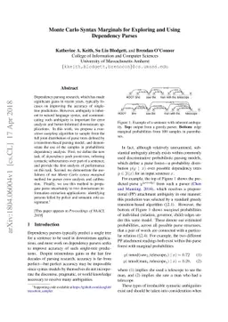 Monte Carlo Syntax Marginals for Exploring and Using Dependency Parses