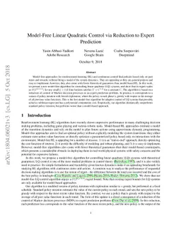 Model-Free Linear Quadratic Control via Reduction to Expert Prediction