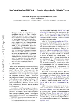 SeerNet at SemEval-2018 Task 1: Domain Adaptation for Affect in Tweets