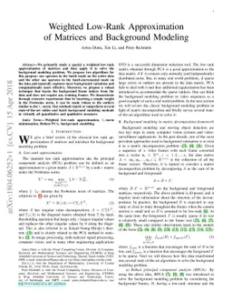 Weighted Low-Rank Approximation of Matrices and Background Modeling