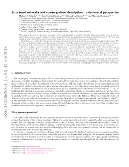 Structured networks and coarse-grained descriptions: a dynamical
  perspective