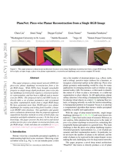 PlaneNet: Piece-wise Planar Reconstruction from a Single RGB Image
