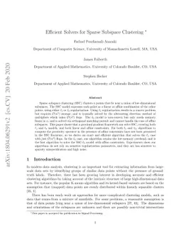 Efficient Solvers for Sparse Subspace Clustering
