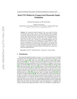 Dual CNN Models for Unsupervised Monocular Depth Estimation