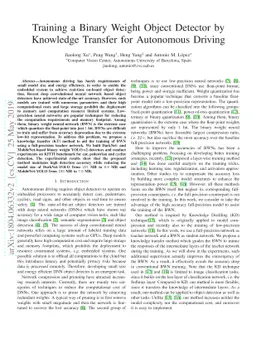 Training a Binary Weight Object Detector by Knowledge Transfer for
  Autonomous Driving