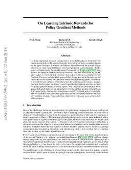 On Learning Intrinsic Rewards for Policy Gradient Methods