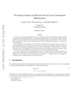 Two-Player Games for Efficient Non-Convex Constrained Optimization