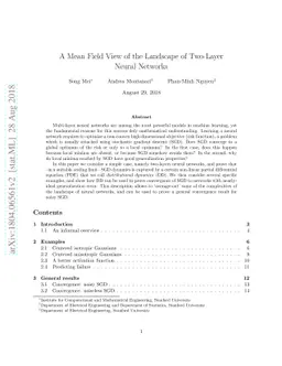 A Mean Field View of the Landscape of Two-Layers Neural Networks