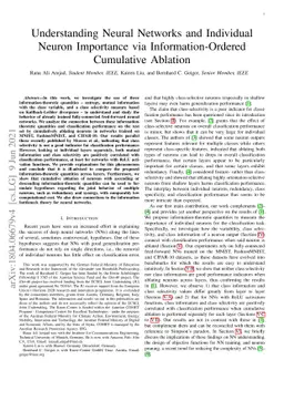Understanding Neural Networks and Individual Neuron Importance via
  Information-Ordered Cumulative Ablation