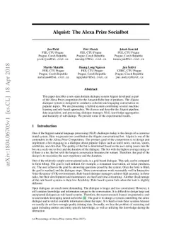 Alquist: The Alexa Prize Socialbot