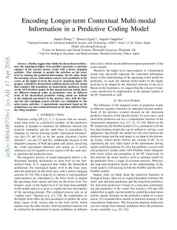 Encoding Longer-term Contextual Multi-modal Information in a Predictive
  Coding Model