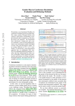 Gender Bias in Coreference Resolution: Evaluation and Debiasing Methods