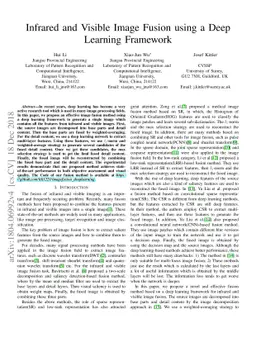 Infrared and Visible Image Fusion using a Deep Learning Framework