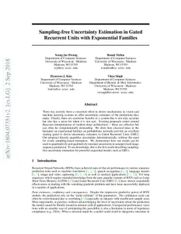 Sampling-free Uncertainty Estimation in Gated Recurrent Units with
  Exponential Families