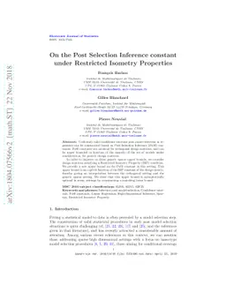 On the Post Selection Inference constant under Restricted Isometry
  Properties