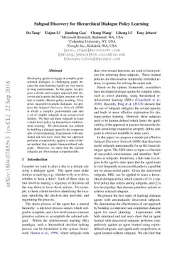 Subgoal Discovery for Hierarchical Dialogue Policy Learning