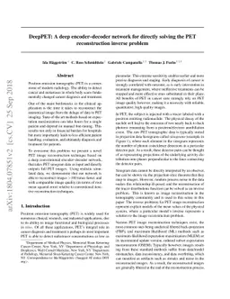 DeepPET: A deep encoder-decoder network for directly solving the PET
  reconstruction inverse problem