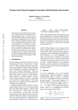 Unsupervised Natural Language Generation with Denoising Autoencoders