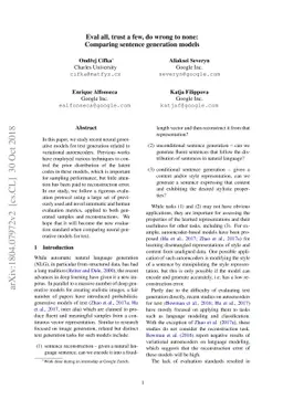 Eval all, trust a few, do wrong to none: Comparing sentence generation
  models