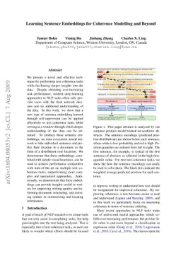 Learning Sentence Embeddings for Coherence Modelling and Beyond