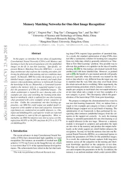 Memory Matching Networks for One-Shot Image Recognition