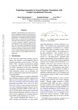 Exploiting Semantics in Neural Machine Translation with Graph
  Convolutional Networks