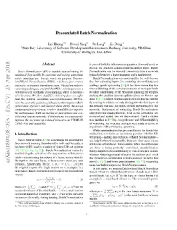 Decorrelated Batch Normalization