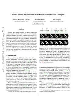VectorDefense: Vectorization as a Defense to Adversarial Examples