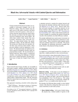 Black-box Adversarial Attacks with Limited Queries and Information