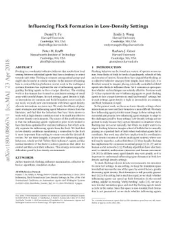 Influencing Flock Formation in Low-Density Settings