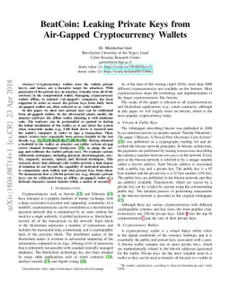 BeatCoin: Leaking Private Keys from Air-Gapped Cryptocurrency Wallets