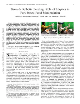 Towards Robotic Feeding: Role of Haptics in Fork-based Food Manipulation