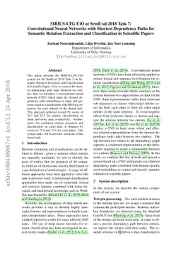 SIRIUS-LTG-UiO at SemEval-2018 Task 7: Convolutional Neural Networks
  with Shortest Dependency Paths for Semantic Relation Extraction and
  Classification in Scientific Papers