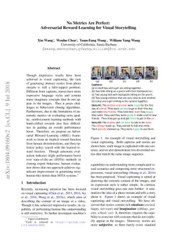 No Metrics Are Perfect: Adversarial Reward Learning for Visual
  Storytelling