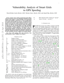 Vulnerability Analysis of Smart Grids to GPS Spoofing