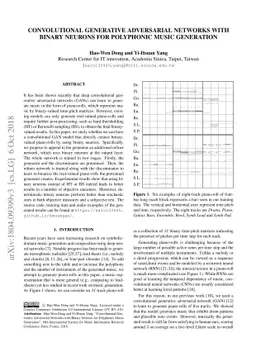 Convolutional Generative Adversarial Networks with Binary Neurons for
  Polyphonic Music Generation