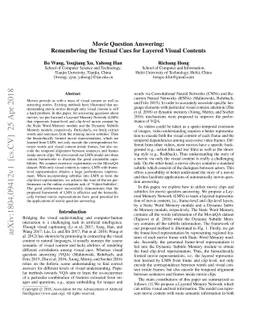 Movie Question Answering: Remembering the Textual Cues for Layered
  Visual Contents