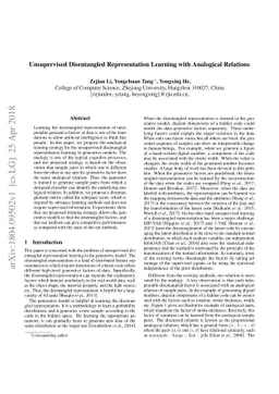 Unsupervised Disentangled Representation Learning with Analogical
  Relations